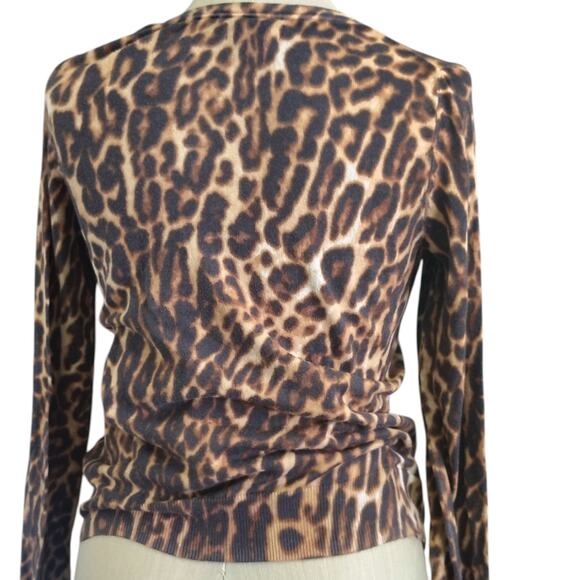 Lucky Brand Leopard Cardigan Brown Women's Size XSmall - Picture 3 of 4